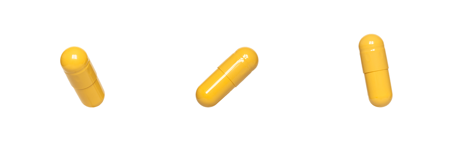Three yellow supplement capsules to be send for third party lab testing with standard 5 day results