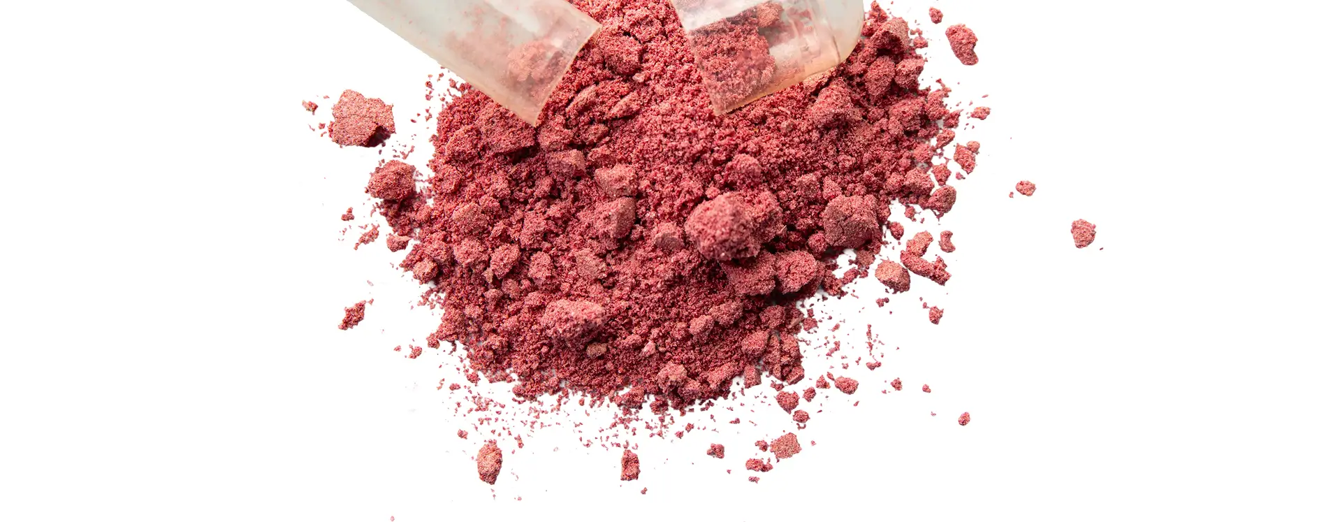 Red herbal powder spilled from a transparent capsule in preparation for identity testing at a third party food, cosmetic, and supplement testing lab